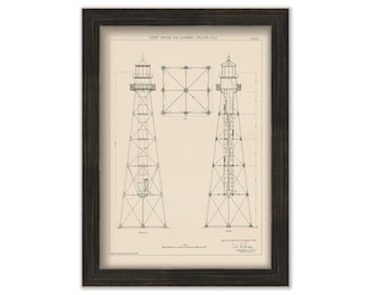 SANIBEL ISLAND LIGHTHOUSE, Florida  - Drawing and Plan of the Lighthouse as it was in 1883.