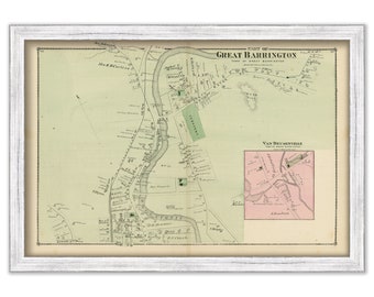 Village of GREAT BARRINGTON, Massachusetts 1871 Map - Replica or Genuine ORIGINAL