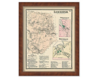 Town of LEICESTER, Massachusetts 1870 Map