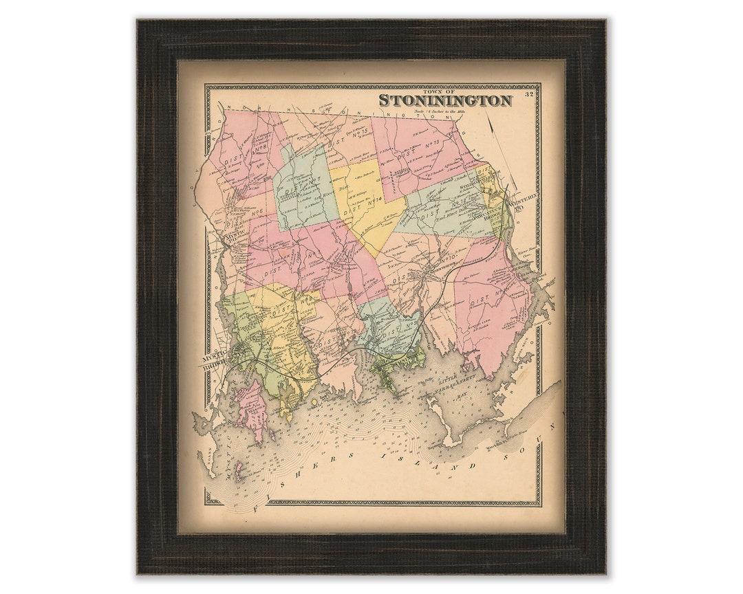 STONINGTON Connecticut 1868 Map Etsy UK