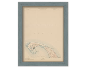 PROVINCETOWN and TRURO, Massachusetts 1890 - Topographic Map - Replica and Genuine Original