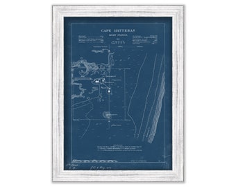 CAPE HATTERAS LIGHTHOUSE, Outer Banks, North Carolina  -  Site Plan Blueprint for the Lighthouse as it was in 1906