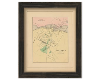 BRUNSWICK Village, Maine 1890 Map, Replica or GENUINE ORIGINAL