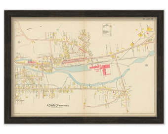 Village of ADAMS, Massachusetts 1904 Map - Replica or Genuine Original