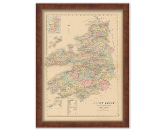 COUNTY KERRY, Ireland 1901 Map - Replica or GENUINE Original