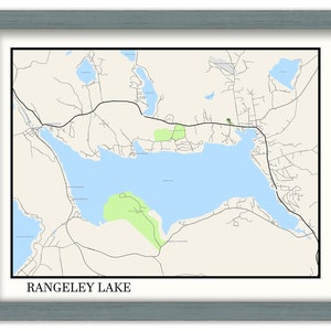 RANGLEY LAKE, Maine -  Contemporary Map Poster