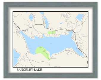 RANGLEY LAKE, Maine -  Contemporary Map Poster