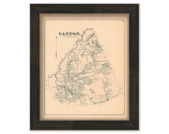 Town of CANTON, Massachusetts 1876 Map - Replica or GENUINE ORIGINAL