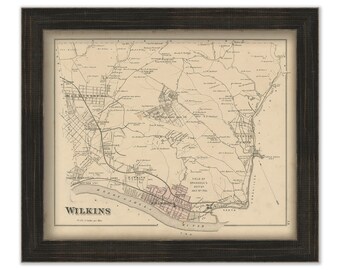 WILKINS, Pennsylvania 1876 Map - Replica or Genuine ORIGINAL