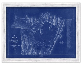 WEST POINT Military Academy, New York  -  1818 Map and Plan Blueprint