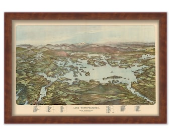 LAKE WINNIPESAUKE, New Hampshire 1903 Bird's Eye View Map