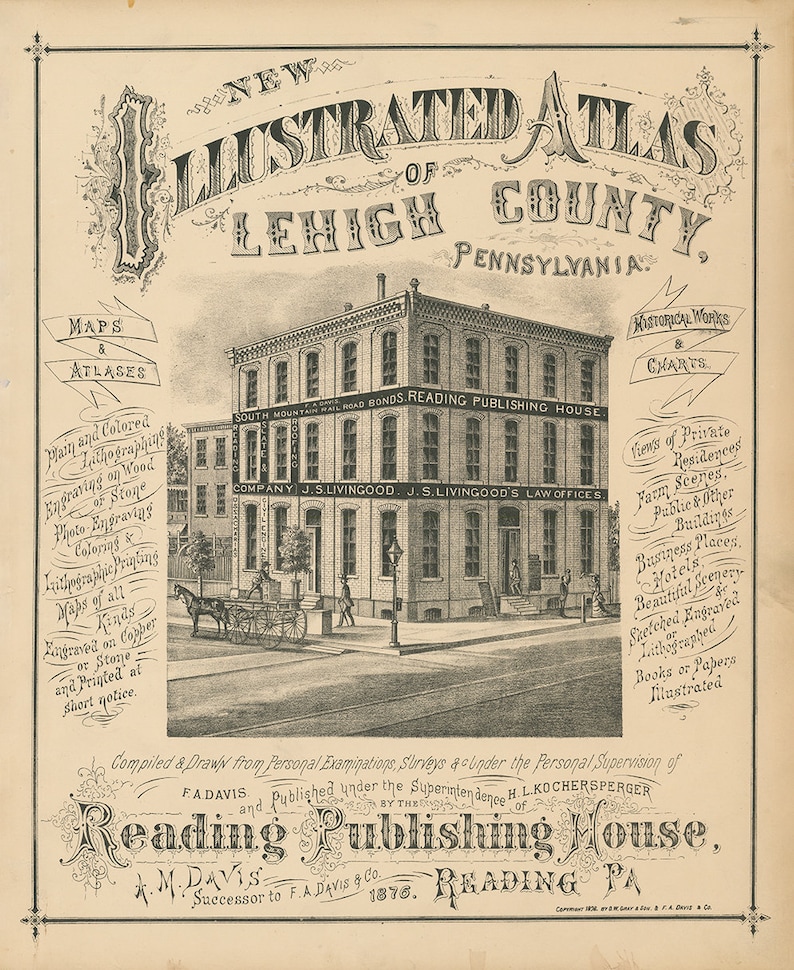 ZIONSVILLE LAURYS and GERMANSVILLE Pennsylvania 1876 Map Etsy