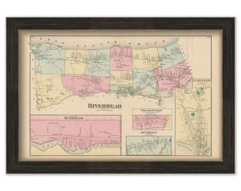 Riverhead, New York 1873 Map, Replica and GENUINE ORIGINAL