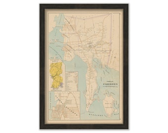 FAIR HAVEN, Massachusetts 1895 Map - Replica or GENUINE Original