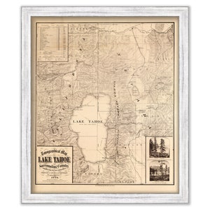 LAKE TAHOE, California/Nevada 1874 Topographical Map