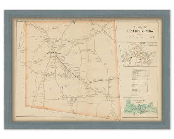 Town of EAST LONGMEADOW Massachusetts 1894 Map Replica or | Etsy