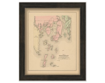BOOTHBAY, Maine 1890 Map, Replica or GENUINE ORIGINAL
