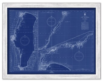 LAKE WINNEBAGO, Minnesota  -  1949 Nautical Chart Blueprint