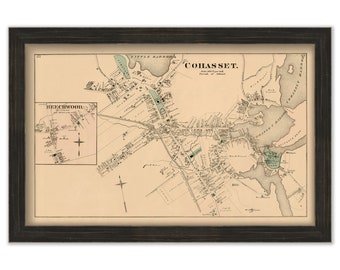 Village of COHASSET, Massachusetts 1876 Map - Replica or GENUINE ORIGINAL