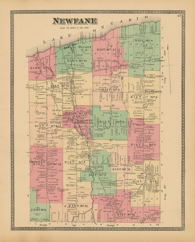 NEWFANE New York 1875 Map Replica or Genuine Original Etsy