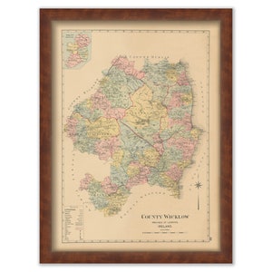 COUNTY WICKLOW, Ireland 1901 Map - Replica or GENUINE Original