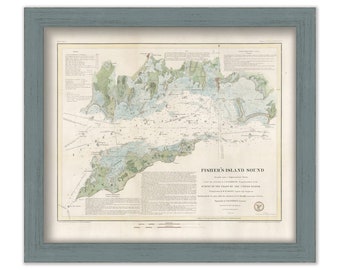 Fishers Island Sound - 1847 - Colored Nautical Chart