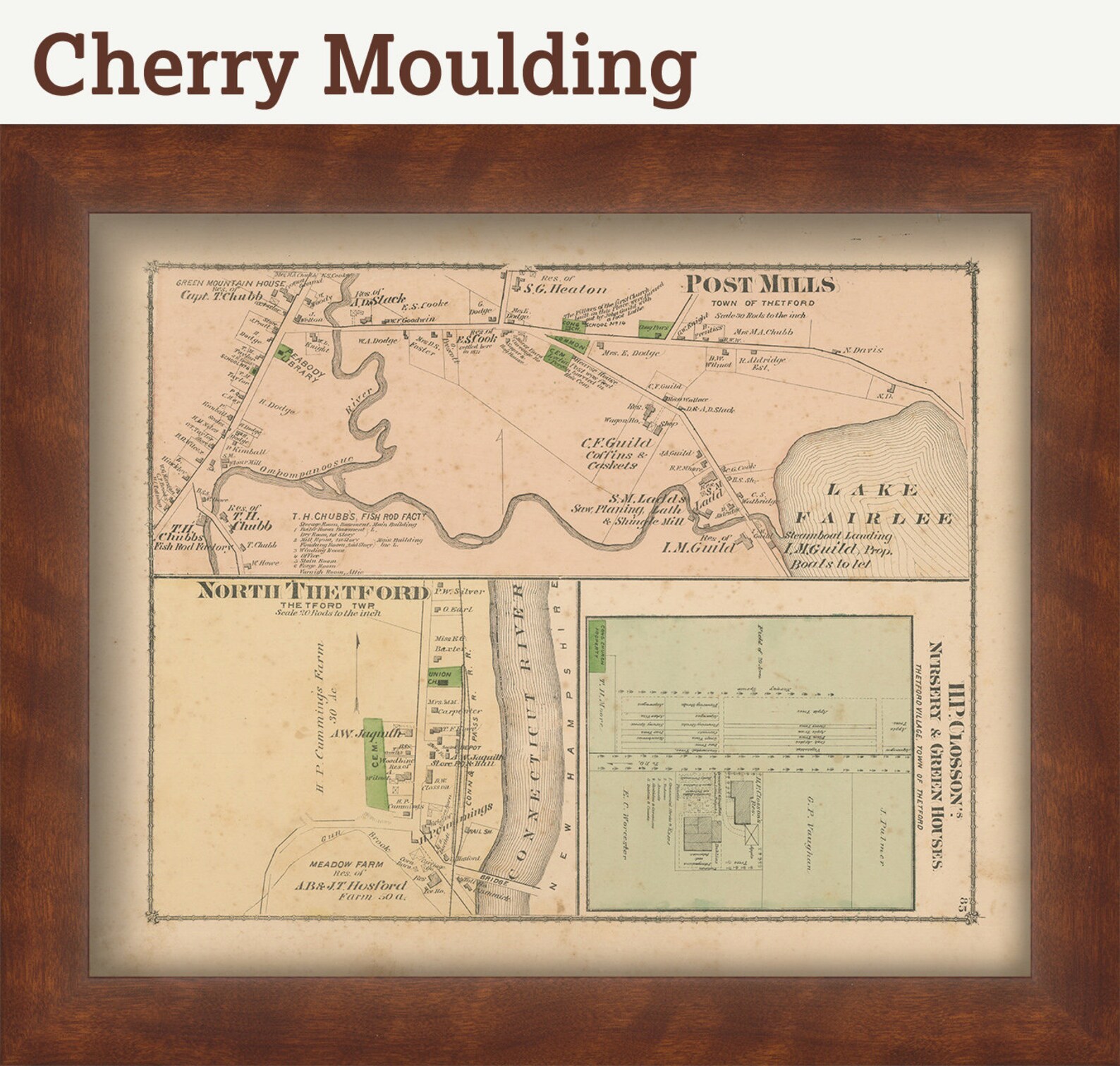 Villages of THETFORD Vermont 1877 Map Replica or Genuine Etsy