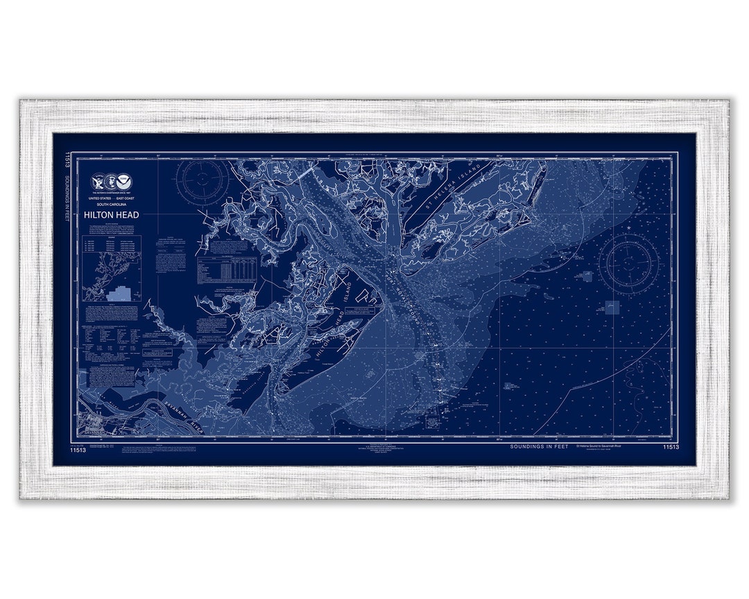 HILTON HEAD 2013 Nautical Chart Blueprint Etsy
