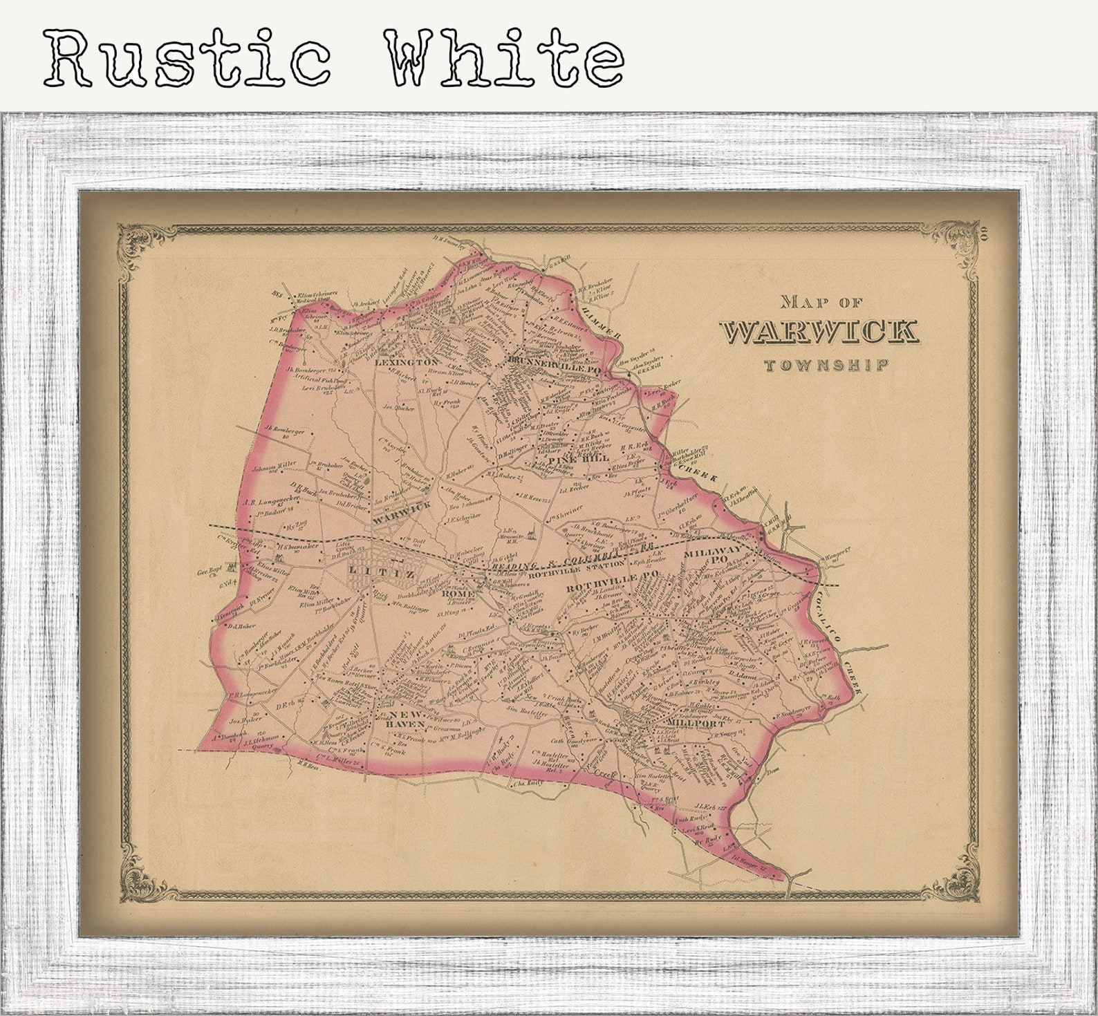 WARWICK Pennsylvania 1875 Map Replica or GENUINE ORIGINAL Etsy