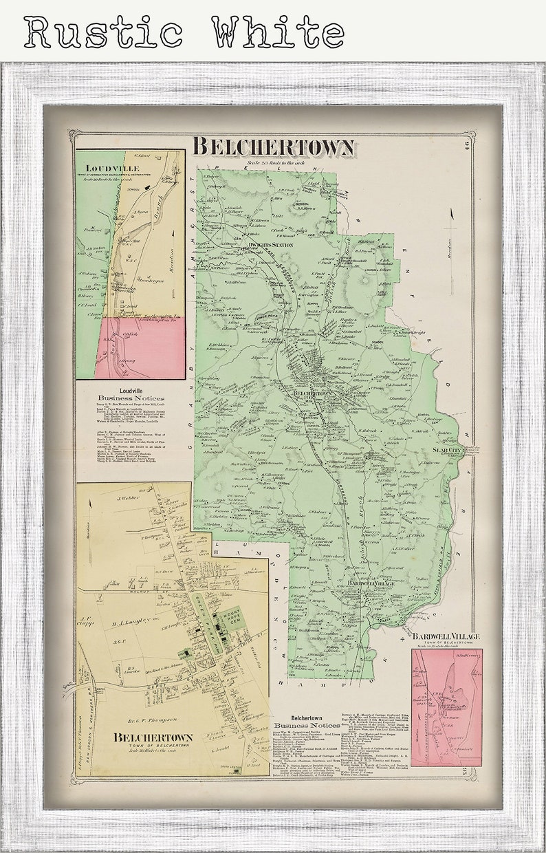 Town of BELCHERTOWN Massachusetts 1873 Map Etsy