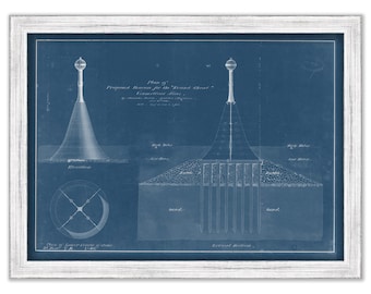 RIVER ROUND SHOAL Beacon, Connecticut  - Blueprint Drawing of the proposed Beacon 1841.