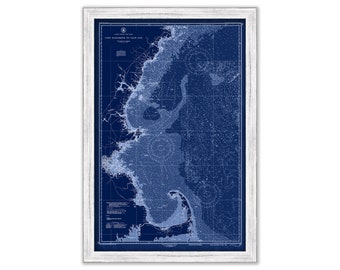 Cape Elizabeth to Cape Cod - 1951 Nautical Chart Blueprint