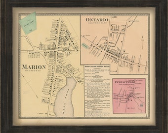 Village of MARION, New York 1874 Map, Replica and GENUINE ORIGINAL
