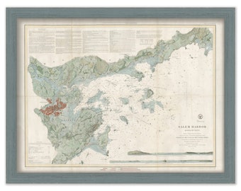 SALEM HARBOR, Massachusetts 1855 Nautical Chart