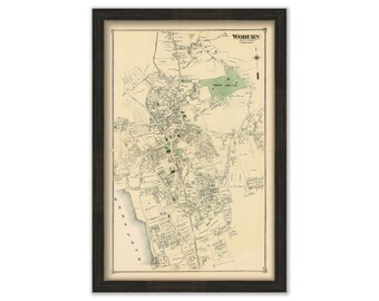 Village of WOBURN, Massachusetts 1875 Map - Replica or Genuine ORIGINAL