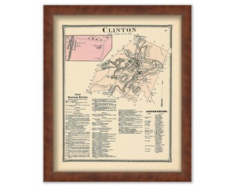 Town of CLINTON, Massachusetts 1870 Map