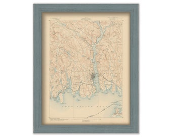 New London, Groton and Waterford, Connecticut 1893 Topographic Map - Replica or Genuine Original