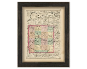 HILLSDALE COUNTY, Michigan 1873 Map - Replica or Genuine Original