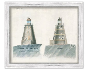 SADDLEBACK LIGHTHOUSE, Maine  - Drawing and Plan of the Lighthouse as it was in 1848.