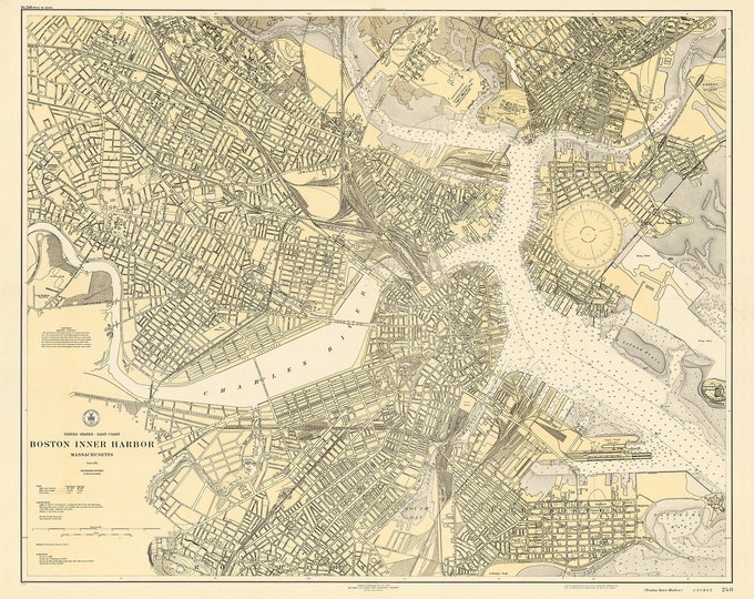 BOSTON HARBOR, Massachusetts - 1927 Nautical Chart