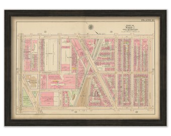 BOSTON, Massachusetts 1917 Map, Plate 19, Copley Square, Trinity Church, South End  -  Replica or Genuine ORIGINAL