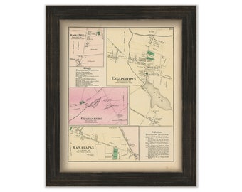 Village of ENGLISHTOWN, New Jersey 1873 Map - Replica or Genuine ORIGINAL