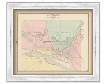 PORTAGE, Wisconsin 1878 Map, Replica or Genuine Original