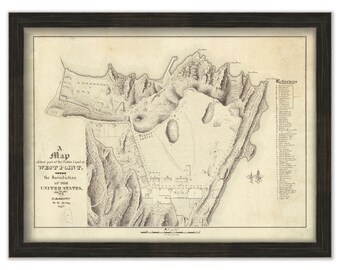WEST POINT Military Academy,  New York -  1820 Map