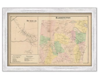 Town of BARRINGTON, New Hampshire 1871 Map, Replica or GENUINE ORIGINAL