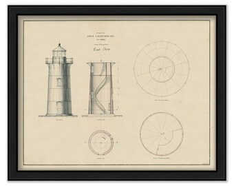 EAST CHOP LIGHTHOUSE, Martha's Vineyard,  Massachusetts - An 1875 Drawing and Plan of the proposed Lighthouse