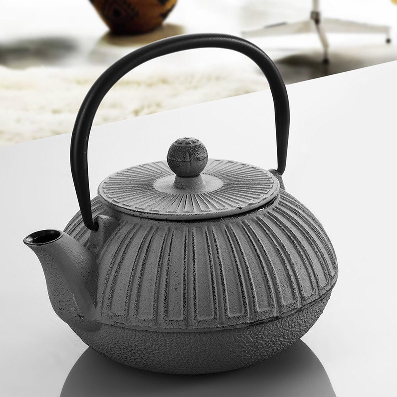 Cast İron Teapot Grey Teapot Hand Painted Teapot Gift Etsy