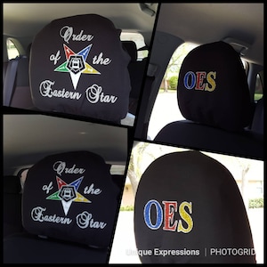 OES - Order of the Eastern Star Head Rest Covers great sister gift , Birthday, Mothers Day, or just because gift