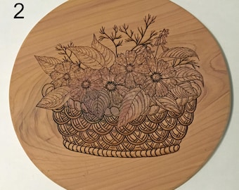 6" or 7" Slotted Basket Base, 1/2” thick, Walnut, Cedar or Poplar, Flower Basket