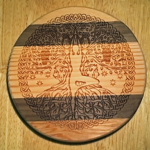 5&quot; Round Slotted Basket Base, Segmented, 1/2&quot; Thick, Tree of Life